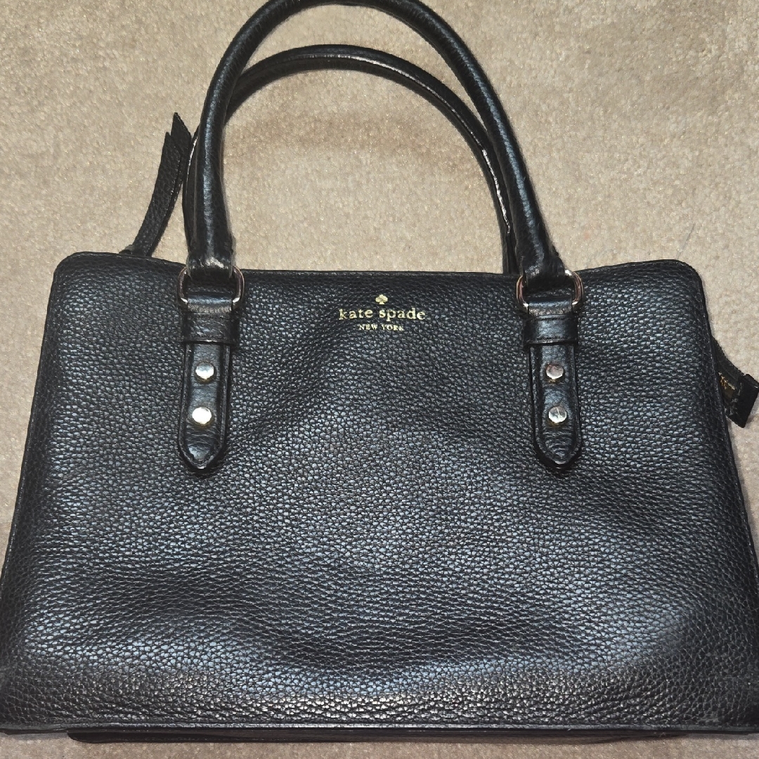 Kate Spade Black Satchel With Pebbled Leather And Gold Hardware